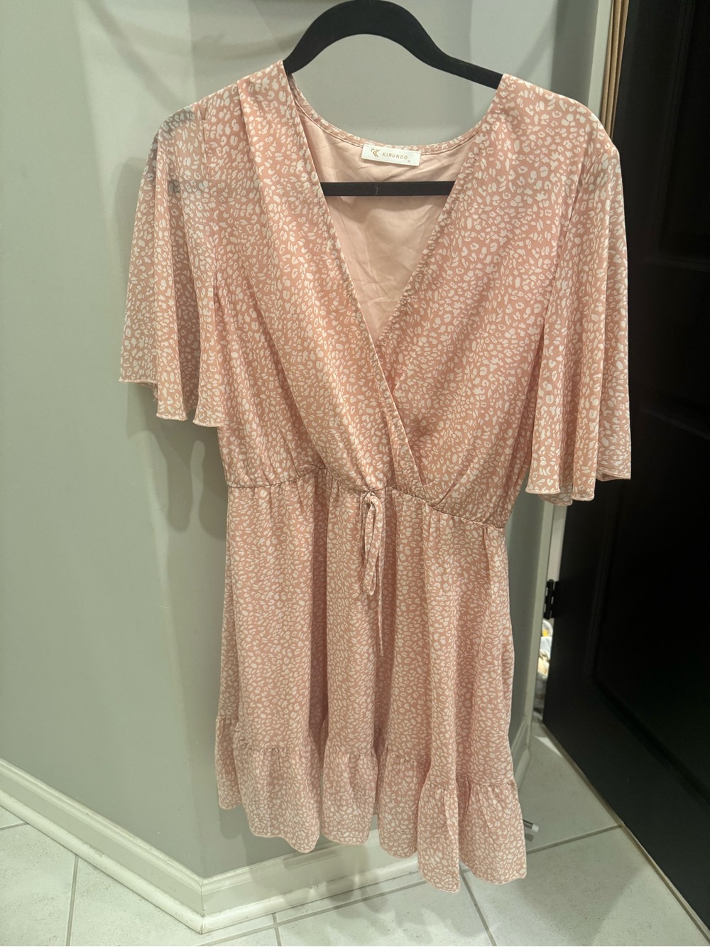 Kirundo Pink Floral Wrap Dress with Tie Waist